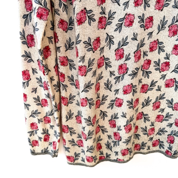 NWT Ann Taylor LOFT Pink Rose Floral Print Wool Blend Sweater Large - Picture 3 of 8